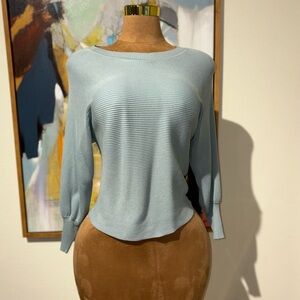 Pink Rose Teal Ribbed Knit Top